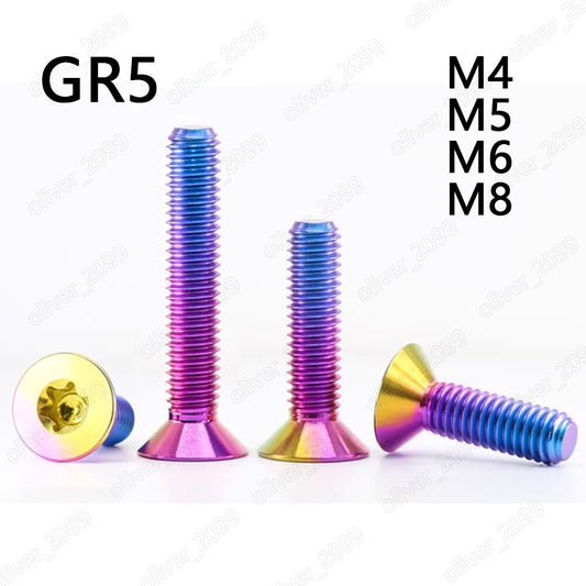 Colorful Titanium GR5 Torx Socket Countersunk Flat Head Screws M4/M5/M6/M8
