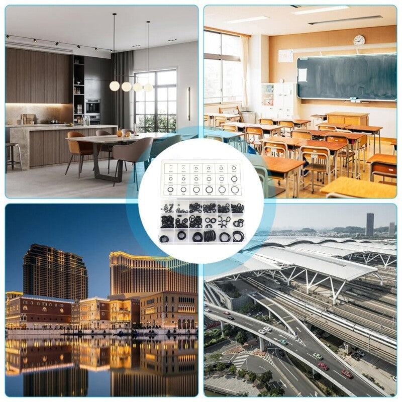 ya 14 225pcs Black Rubber Washer Sealing Rings Assortment Plumbing Auto Repair