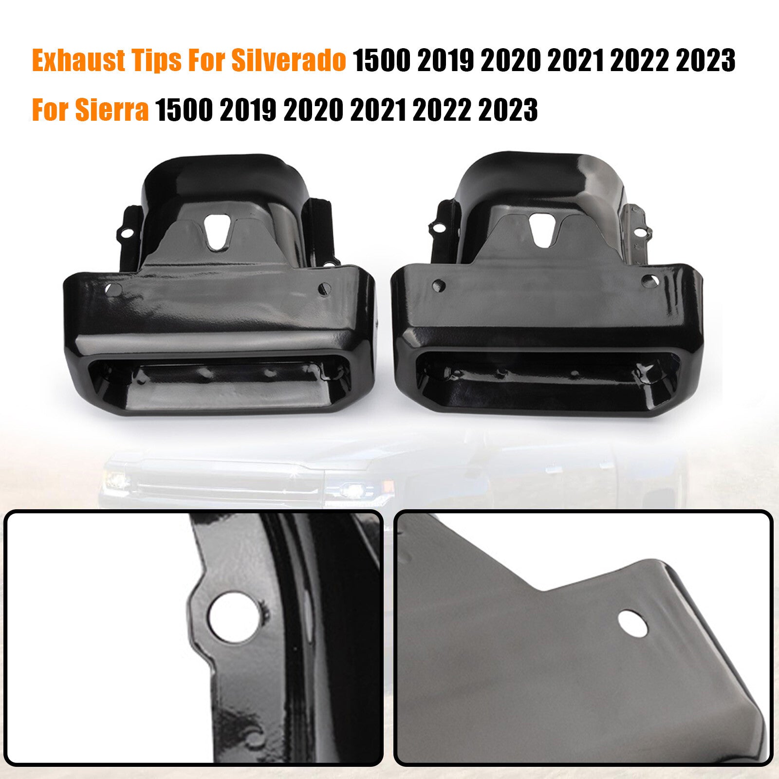 ya 4 6.17.2 Tips Bezels Frosted Black Fit for for GMC Sierra 1500 2019-2024 84434642