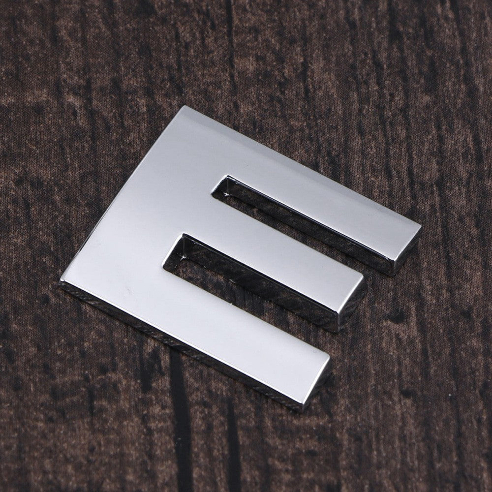 ya 1 7.13 3D DIY Metallic Alphabet Sticker Car Letter Silver Badge Decal (E)