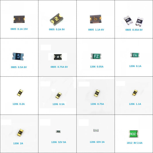 0805 1206 1812 SMD Self-Recovery Fuse 6V 8V 9V 15V 32V 63V (0.1A-3.5A)