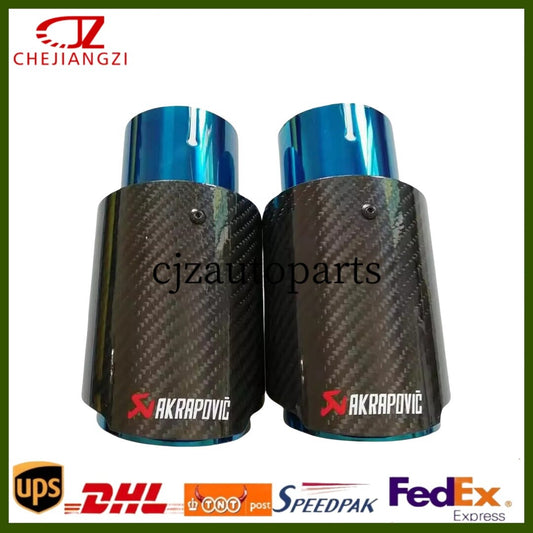 ya 4 6.17.2 1X Glossy Blue Carbon Fiber AKRAPOVIC Tip End Pipe OD:3''/3.5''/4''/4.5