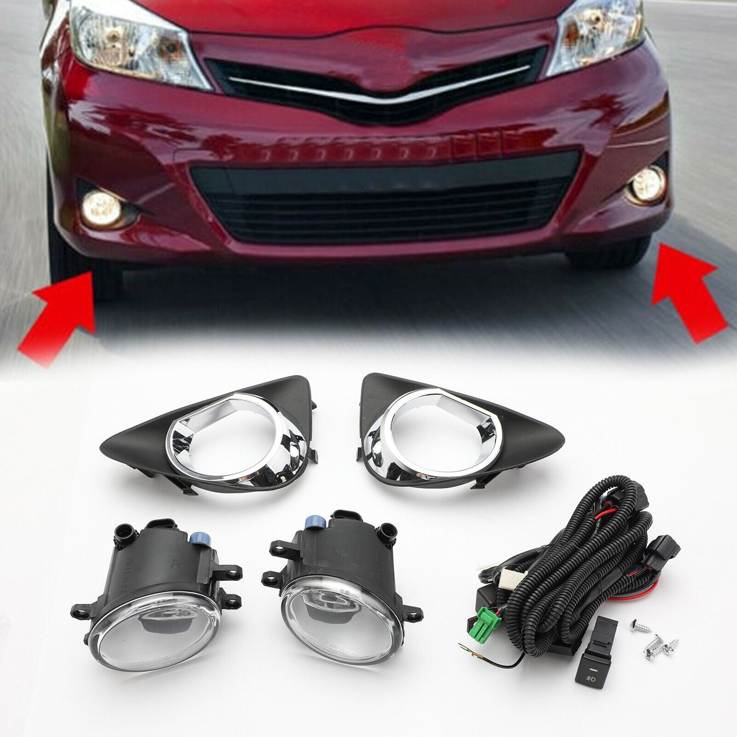 ya 1 8.5.1 Pair Fog Light W/Switch Wiring Cover Kit For 2012-2014 Yaris Hatch U2 U1