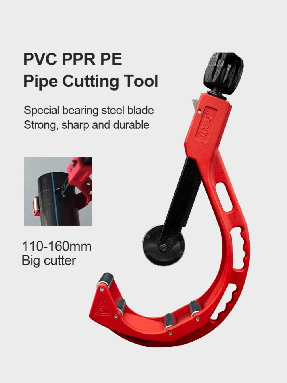 110mm-160mm PVC/PP/PE Bearing Pipe Cutter Copper Tube Plumbing Cutting Tools