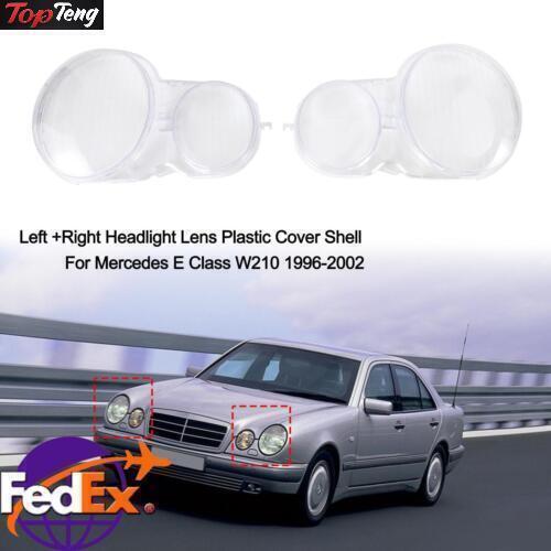 ya 1 8.5.1 Left+Right Headlight Lens Plastic Cover Shell for Mercedes E Class W210 96-02