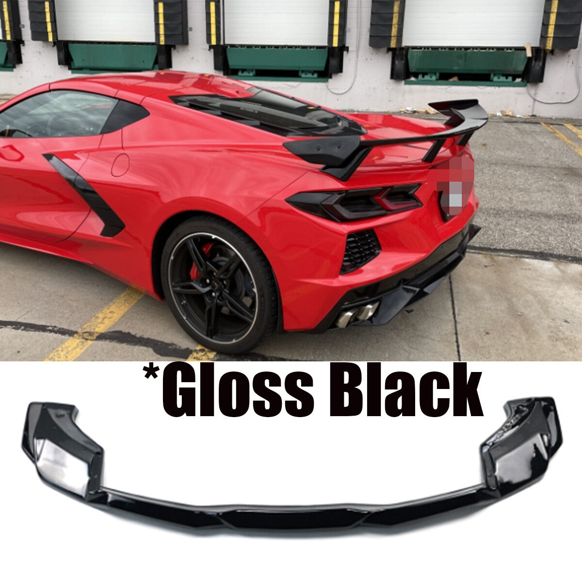 ya 11 10.28 Gloss Black V2 Add-On Rear Bumper Diffuser Spoiler for Corvette C8 Z51 2020