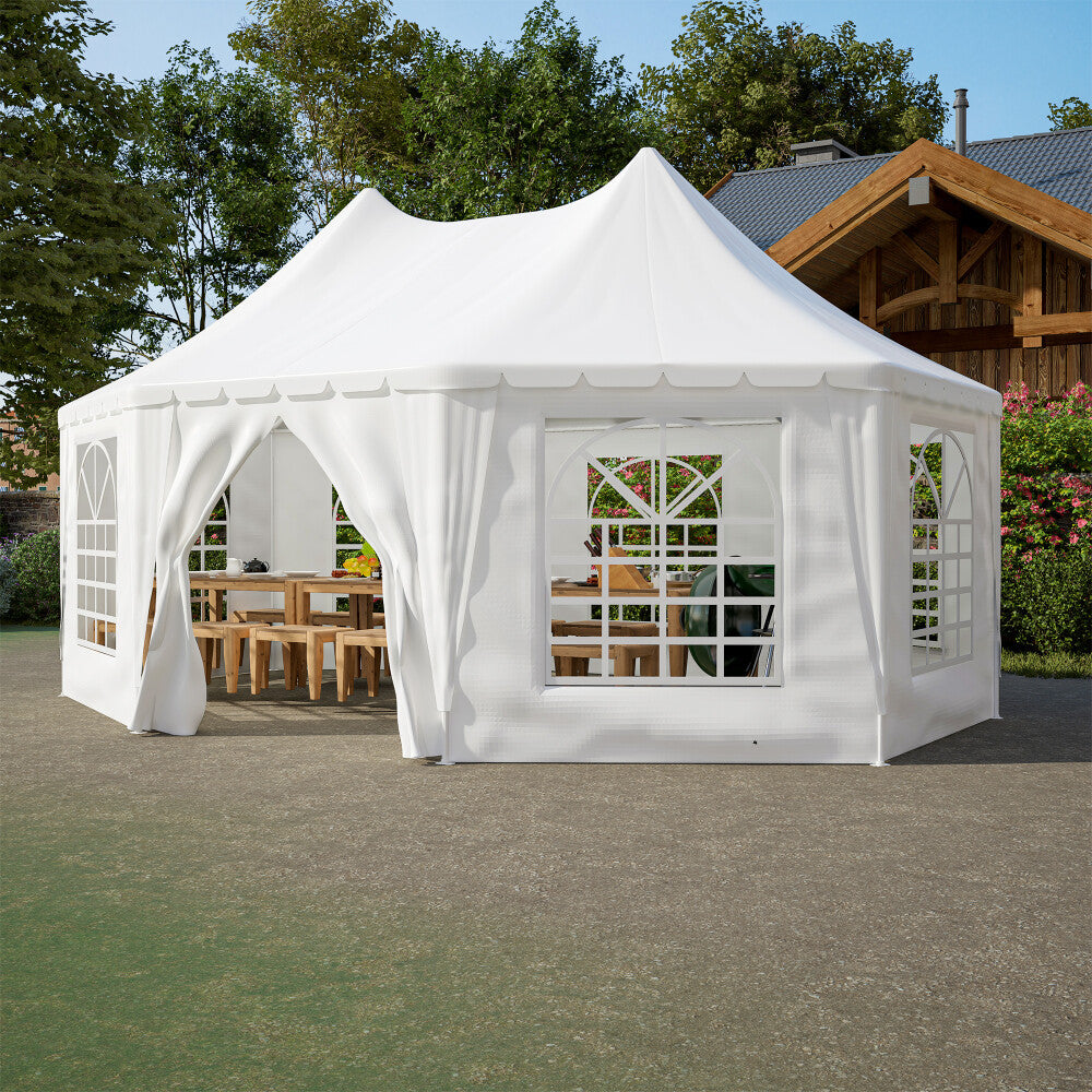 ya 28 Party Tent w/3 Storage Bags & Removable Sidewalls 16x32FT Outdoor Canopy