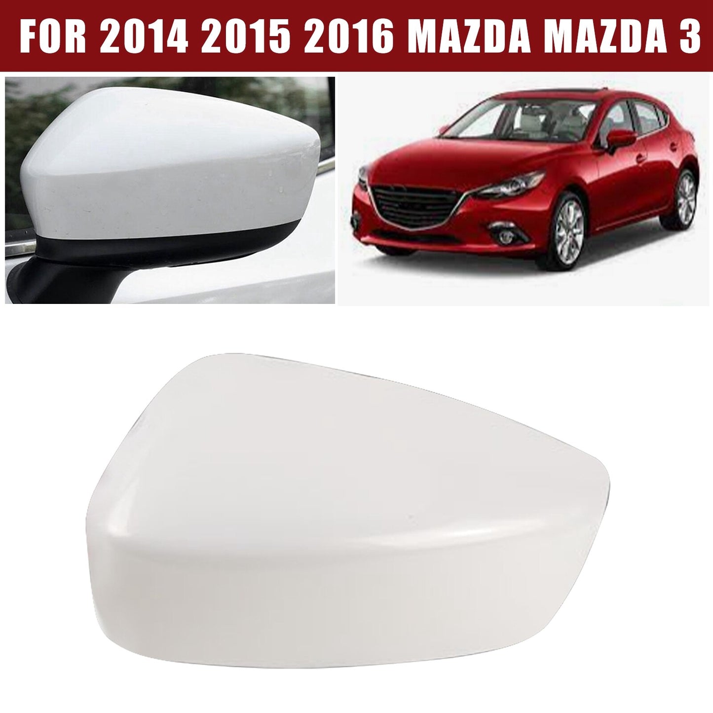 ya 1 8.5.1 White Primer Driver Side Mirror Cover for 2014 2015 2016 for Mazda 3 AT