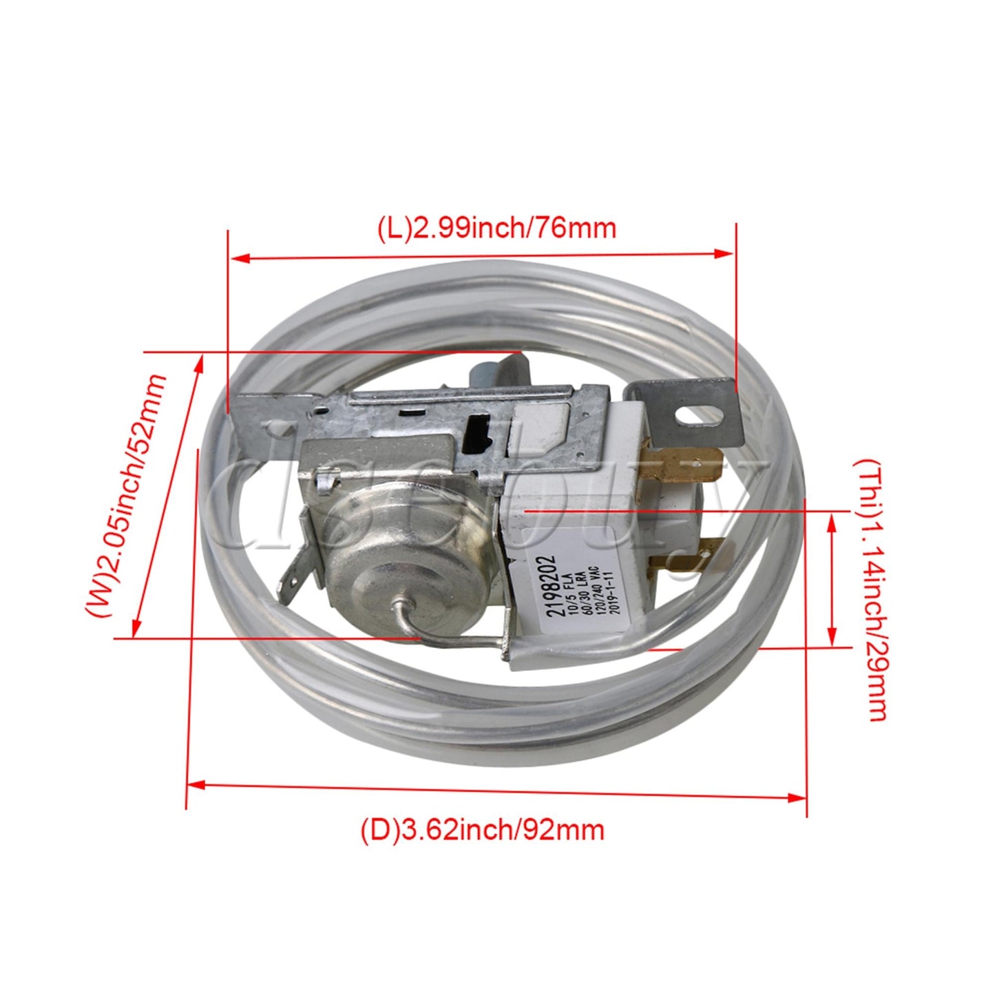 ya 26 2198202 idge eezer Reigerator Heat Control Thermostat 1.81x2.05inch