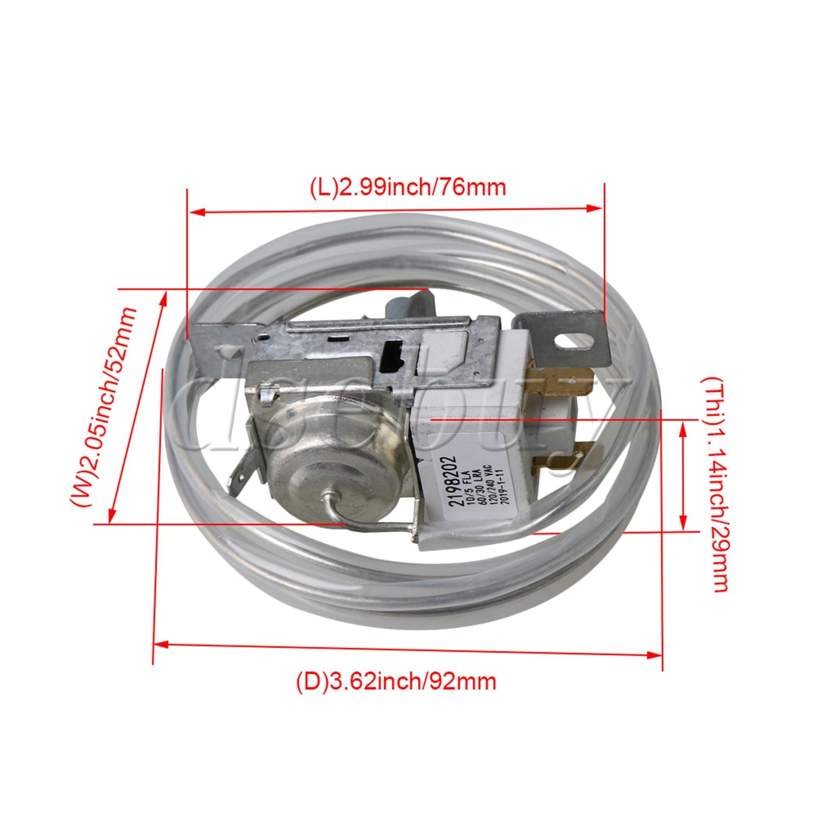 ya 26 2198202 idge eezer Reigerator Heat Control Thermostat 1.81x2.05inch