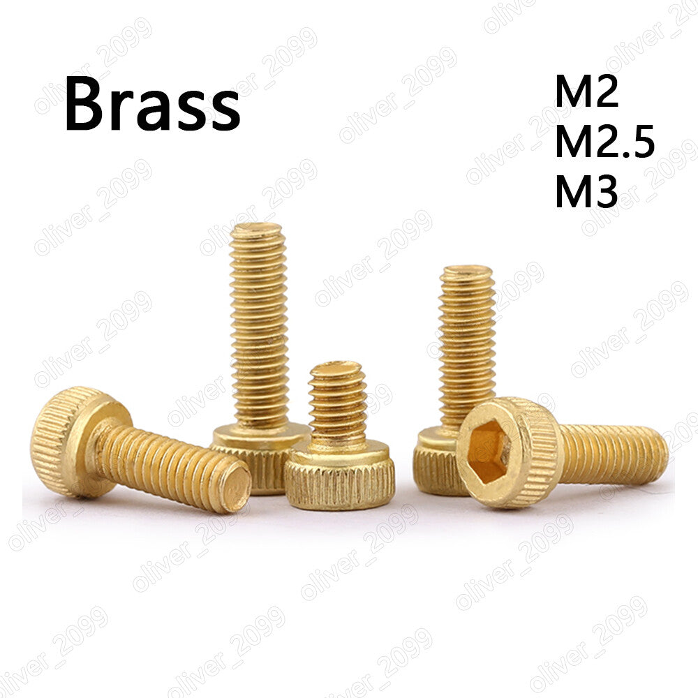 Brass Hex Socket Bolts Knurled Cap Head Screws DIN912 M2 M2.5 M3
