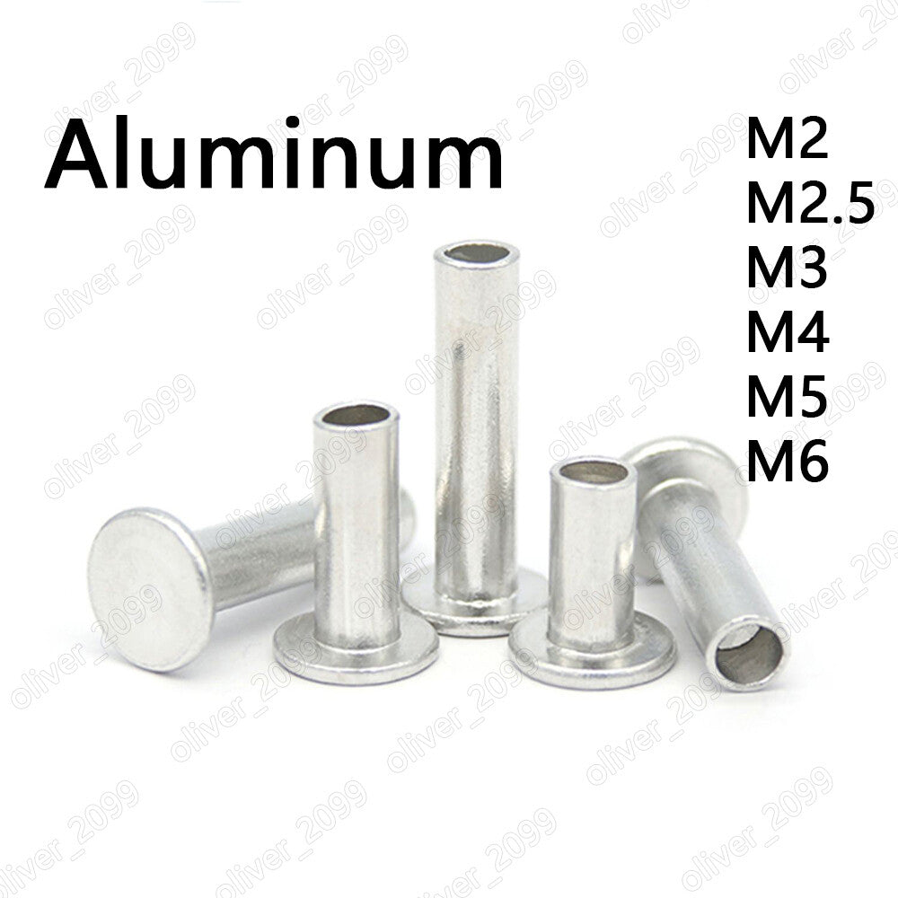 Aluminum Thin Flat Head Semi Tubular Rivets M2 M2.5 M3 M4 M5 M6