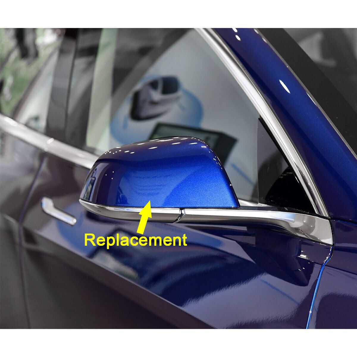 ya 1 8.5.4 Right outer mirror cover right hand blue skull cap suitable for 2017-19 for Model 3