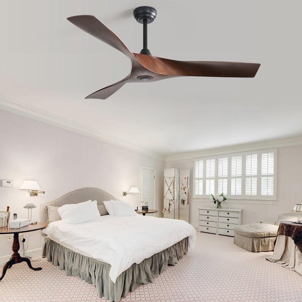ya 28 52 Modern Black Ceiling Fan (No Light) - 3 ABS Blades, Reversible DC Motor