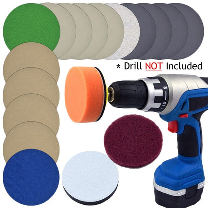 ya 14 Sponge pad Sandpaper kit Tool Scouring Cloth Connecting rod 3inch Sanding paper