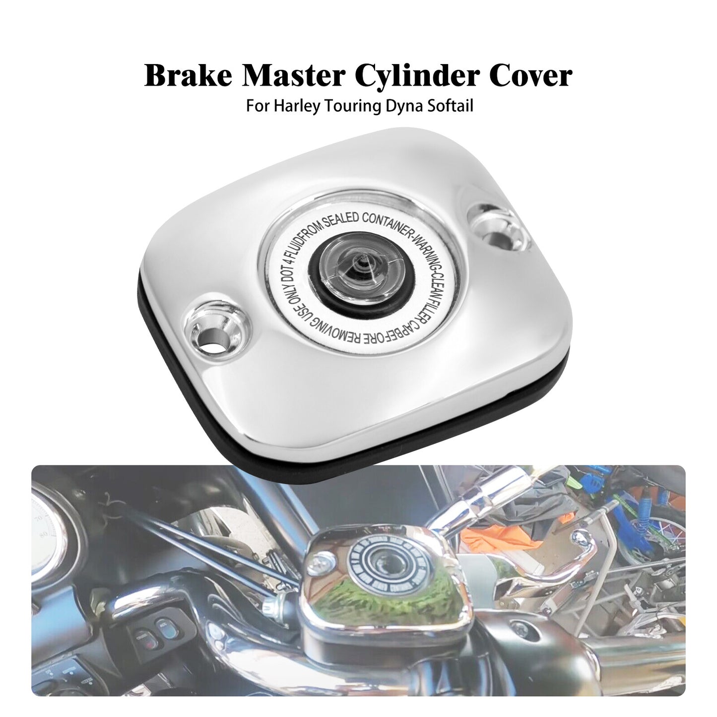 ya 1 7.8 Chrome Front Brake Master Cylinder Cover Fit for Harley Touring 05-07 Dyna 06-17