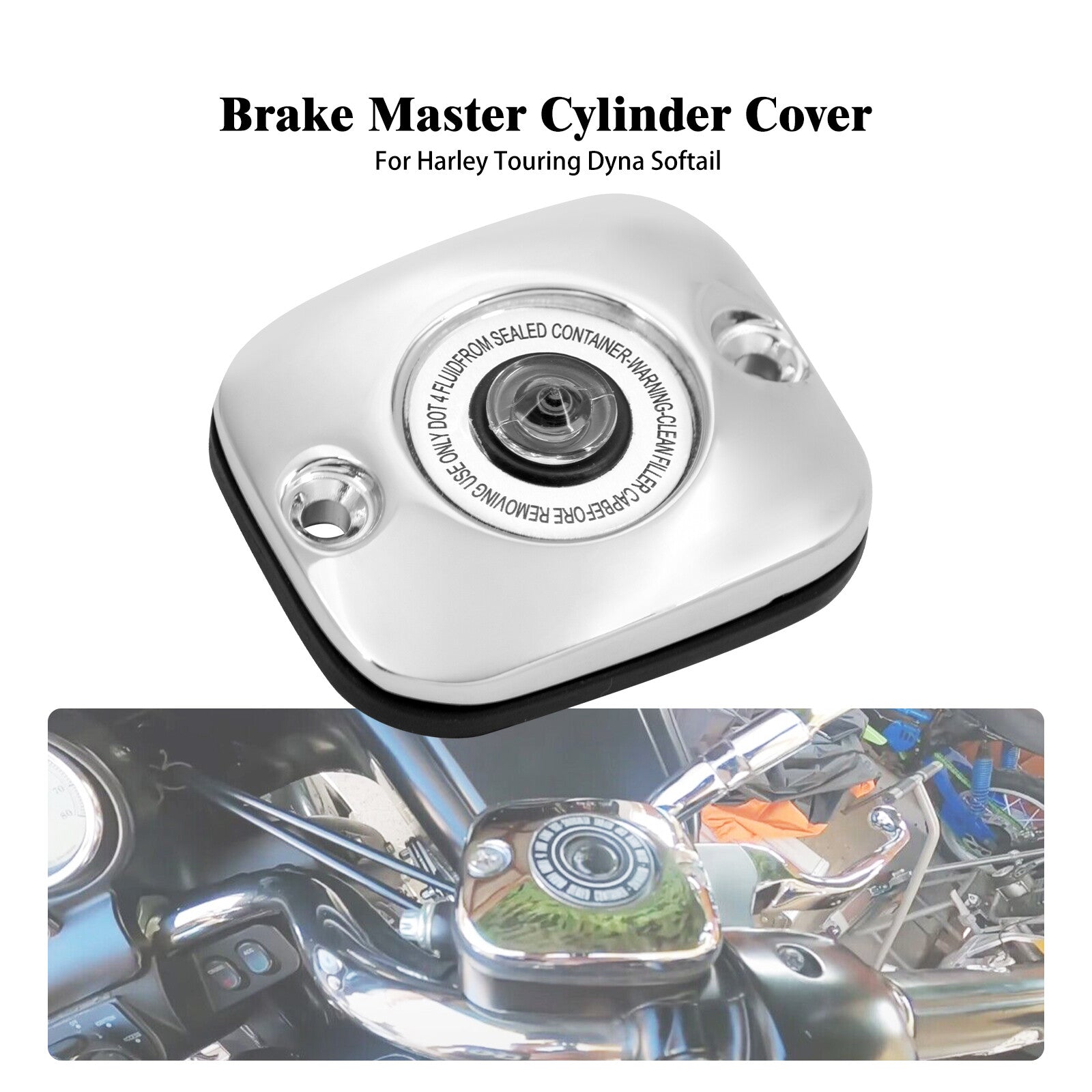 ya 1 7.8 Chrome Front Brake Master Cylinder Cover Fit for Harley Touring 05-07 Dyna 06-17