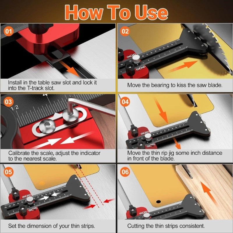 ya 17 Thin Rips Jig for Table Sawer, Woodworking Jig Guide for Thin Strips Cut Table