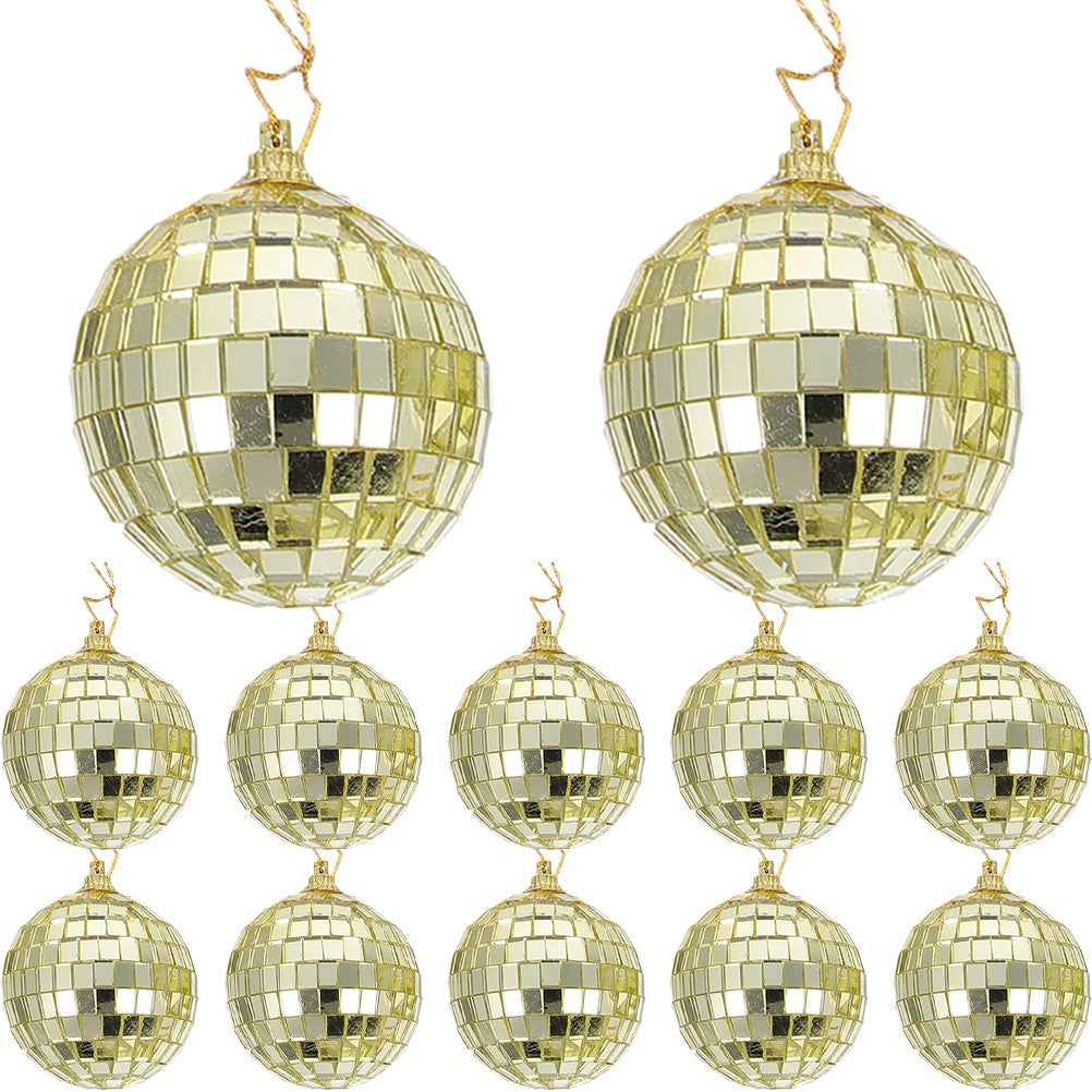 ya 25 12pcs Mirror Disco Tree Hanging Party Glass Pendants