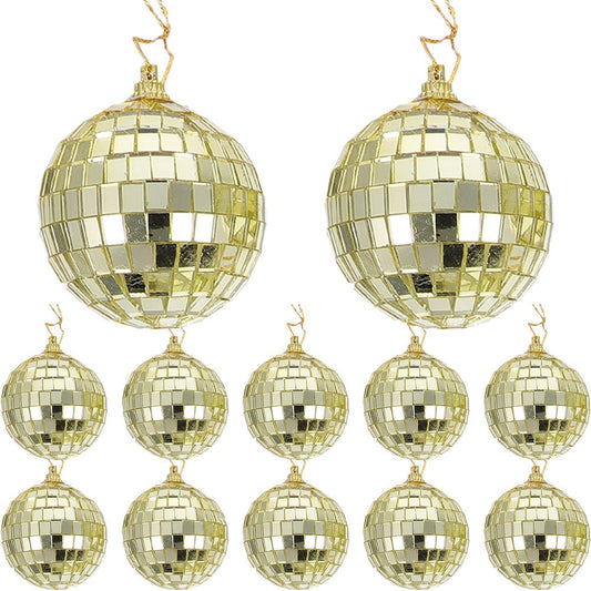ya 25 12pcs Mirror Disco Tree Hanging Party Glass Pendants