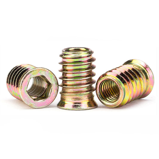 1/4 5/16 Steel Furniture Hex Drive Flat Head Screws Nut Threaded Wood Insert