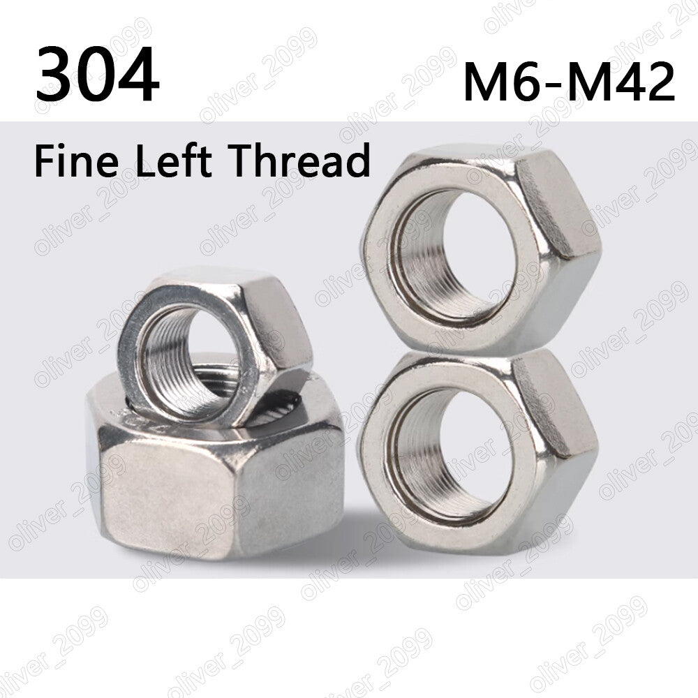 Left Hand Thread 304 Stainless Steel Hexagon Hex Nuts With Fine Thread M6-M42