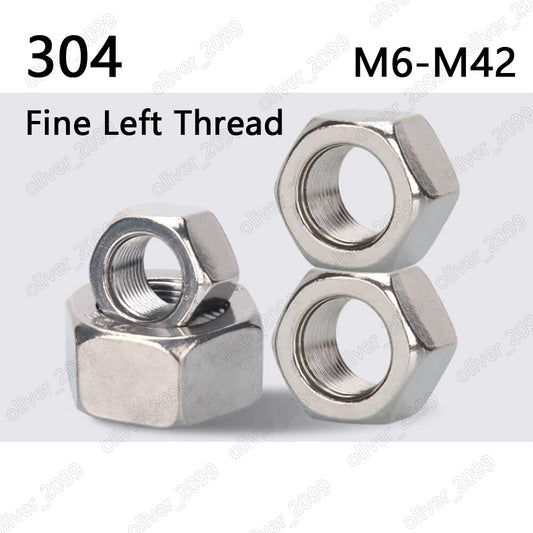 Left Hand Thread 304 Stainless Steel Hexagon Hex Nuts With Fine Thread M6-M42