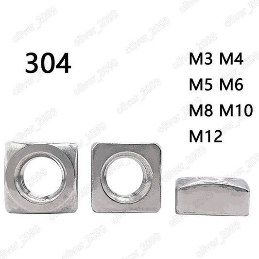 304 Stainless Steel Square Nuts DIN557 M3 M4 M5 M6 M8 M10 M12