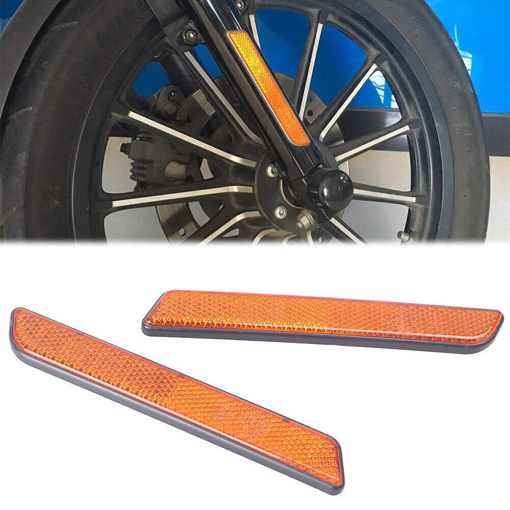 ya 12 5.21 Front Fork Reflectors for Harley Touring Lower Legs Sliders Dyna Glide Yellow