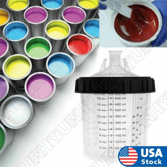 ya 1 7.7 22oz 600ML Disposable Paint Cup H/O Quick Cup +16X1.5 External Spray gun adapter