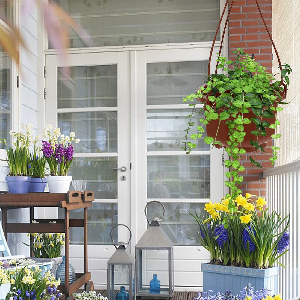 ya 14 12 Sets Hanging Flower Pots Plastic Planters for Indoor Outdoor Gardening