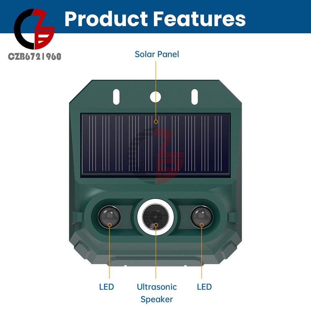 ya 14 Solar Ultrasonic Animal Repellent Repeller Dog Cat Skunk Deer Raccoon For Garden