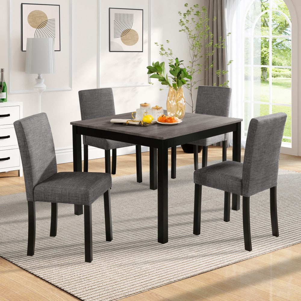 ya 28 For Kitchen 5-Piece Wooden Dining Table Set - 4 Chairs, Wooden, Light Grey