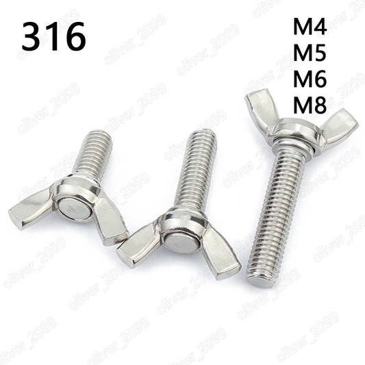 316 Stainless Steel Wing Thumb Screws Bolts M4 M5 M6 M8
