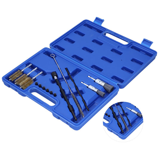 ya 25 14Pcs Fuel Nozzle Cleaning Tool Kit Injector Shaft Plugs Wire Nylon Brushes
