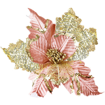 ya 25 Pink Net Velvet Flower Decoration for Holiday Trees and Wreaths