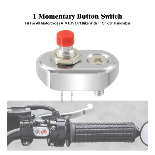 ya 1 7.4 Chrome Control Momentary 1 Button Switch for Universal 1-inch Handlebar Motorcycles