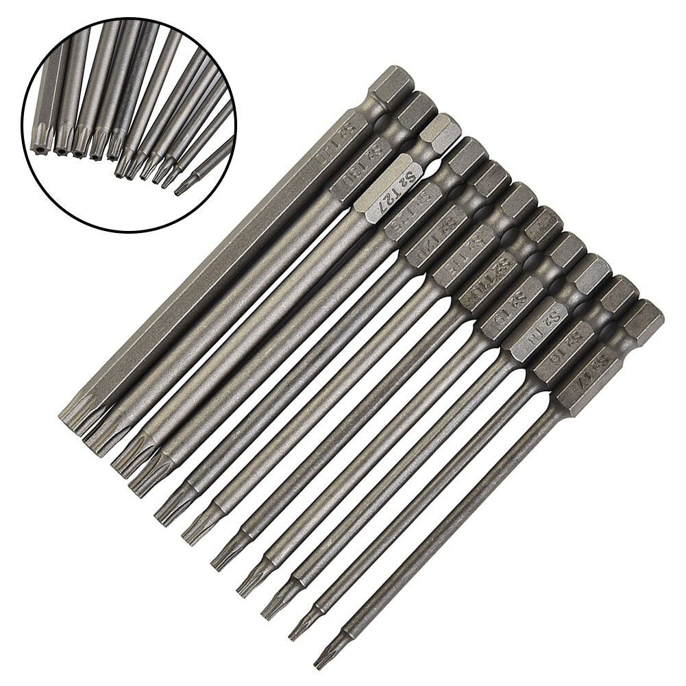 ya 26 11pcs For Torx Screwdriver Bit Set Hex Security Magnetic Head 100MM Extra Long