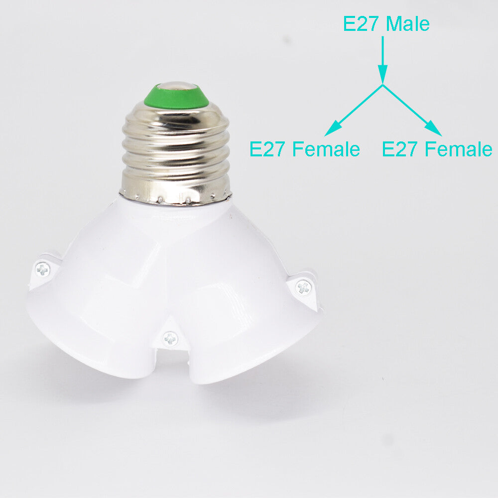 ya 14 1pc LED Light Lamp Bulb Socket 1 E27 Male to 2 E27 Female Y Type Spliter Adapter