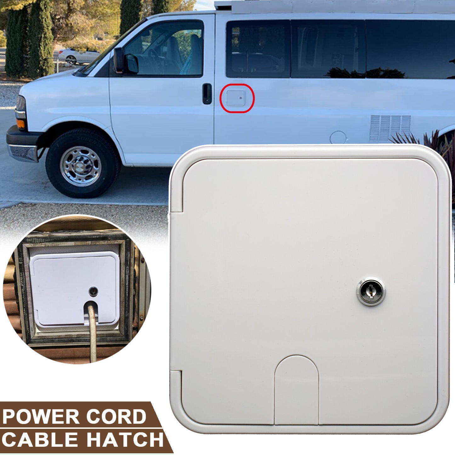 ya 10 5.28.2 Lockable White Electrical Power Outlet Hatch w/ 2 Keys RV Trailer Camper Travel