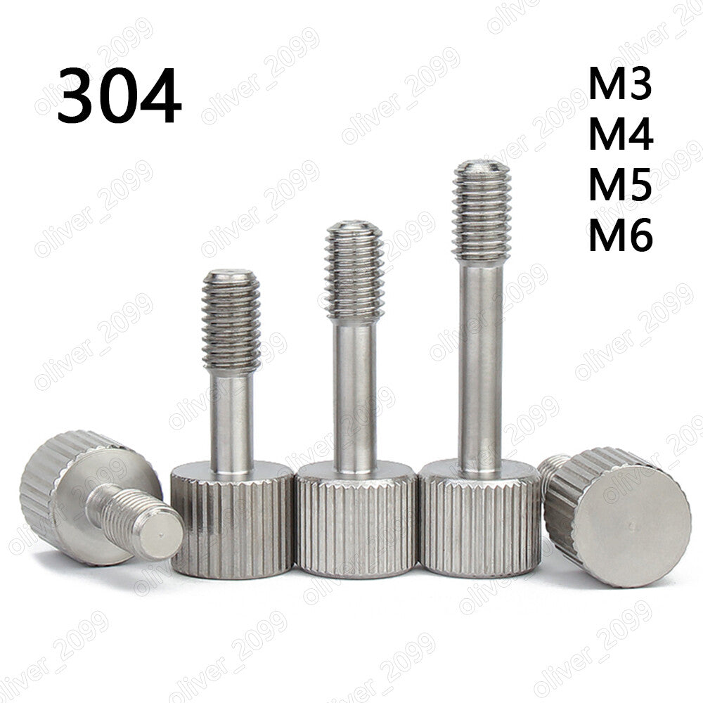 304 Stainless Steel Thumb Screw Knurled Flat Head With Waisted Shank M3 M4 M5 M6