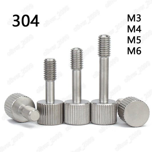 304 Stainless Steel Thumb Screw Knurled Flat Head With Waisted Shank M3 M4 M5 M6