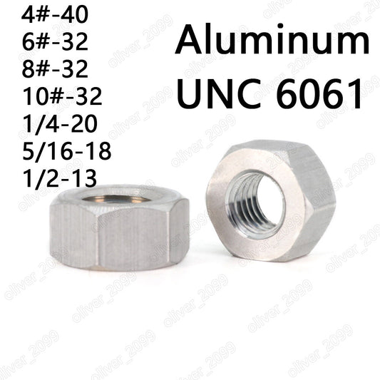 Aluminum Alloy 6061 Hexagon Nuts Hex Nut DIN934 4# 6# 8# 10# 1/4 5/16 1/2