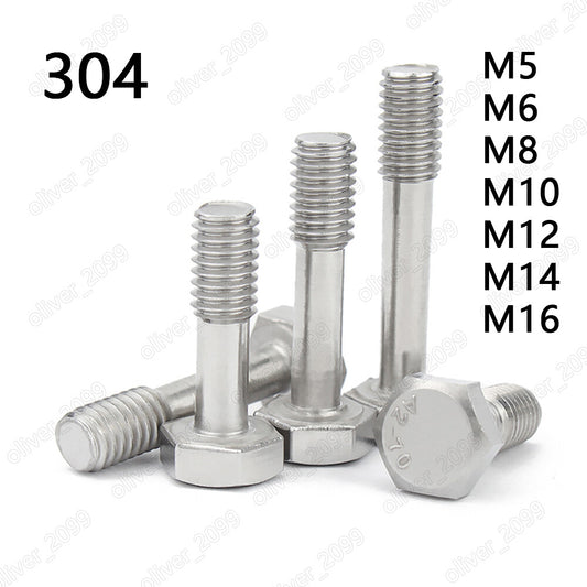 304 Stainless Steel Hexagon Head Screws With Waisted Shank M5 M6 M8 M10 M12 M16