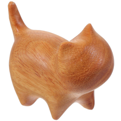 ya 14 Wood Cat Statue Small Hand Carved Kitten Figurine Cute Animal Sculpture Decor
