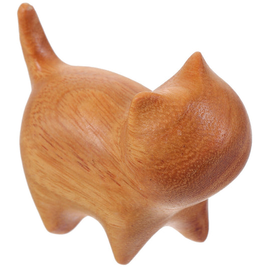 ya 14 Wood Cat Statue Small Hand Carved Kitten Figurine Cute Animal Sculpture Decor