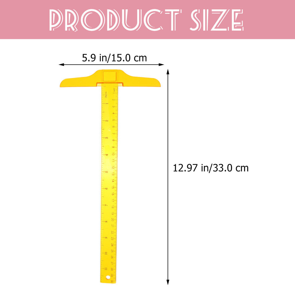 ya 14 2 Pcs T Shape Ruler Double Scale Ruler Tailoring Rulers Sewing Clear
