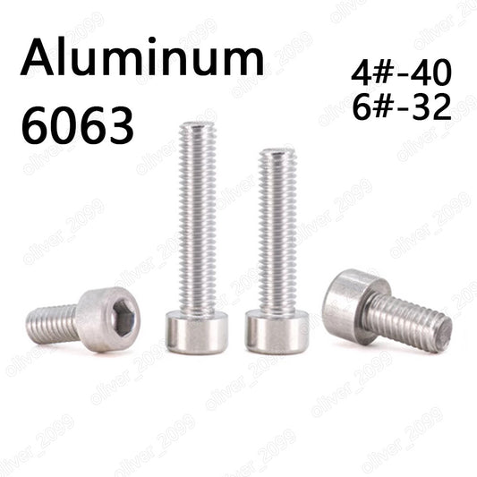 Aluminum Alloy 6063 Hex Socket Bolts Cap Head Screws DIN912 4# 6#