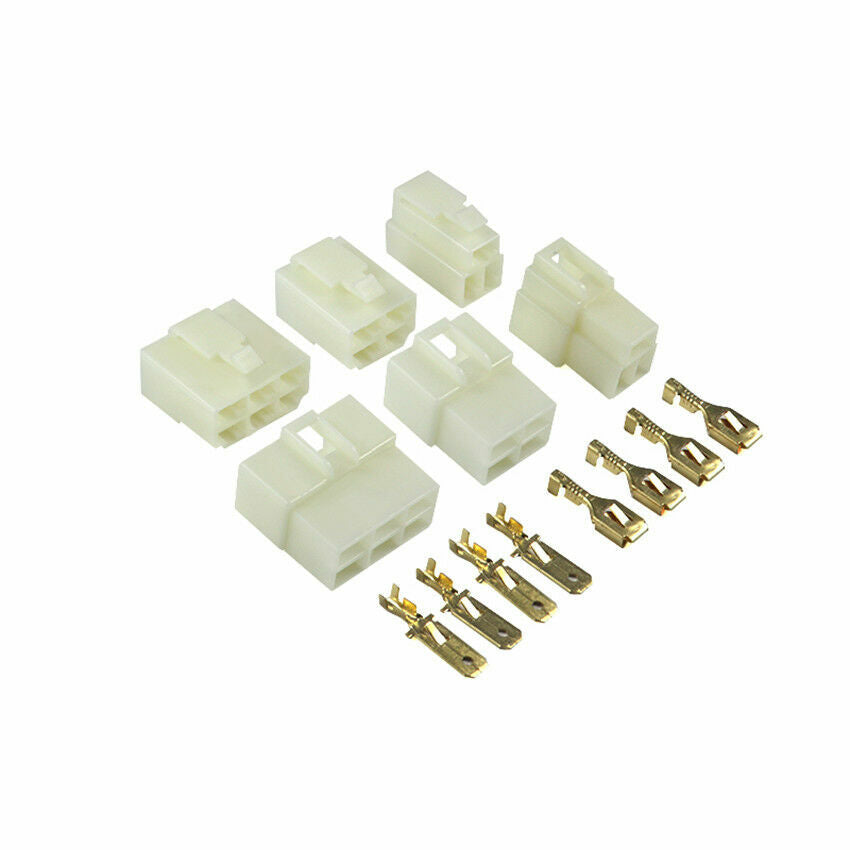 1 - 8 Way Pin 6.3mm Electrical Wire Connector Kit Male + Female + Crimp Terminal