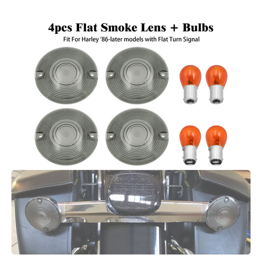 ya 1 7.2 Smoke Turn Signal Lens Cover w/ 4pcs Bulbs for Harley Touring Road Electra Glide